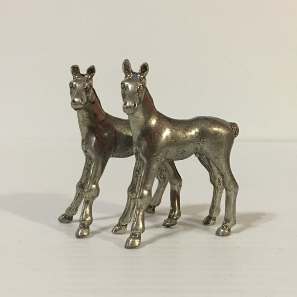 Vtg KIRK Pewter Horse Colt Pony Figurine 2.5" X 2 Collectable - Picture 2 of 6